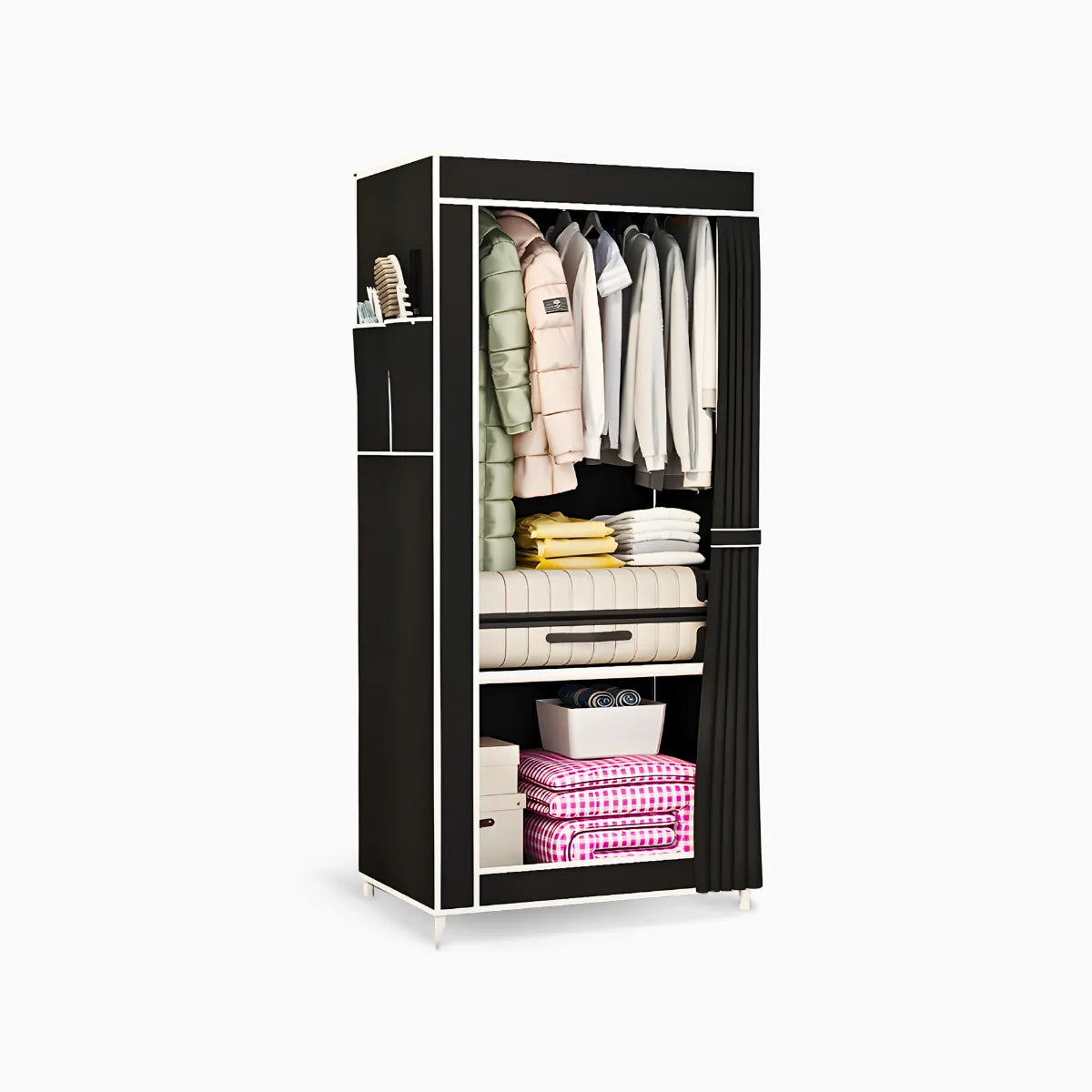 Guarda Roupa Closet Dobrável Capa de Tecido Preto