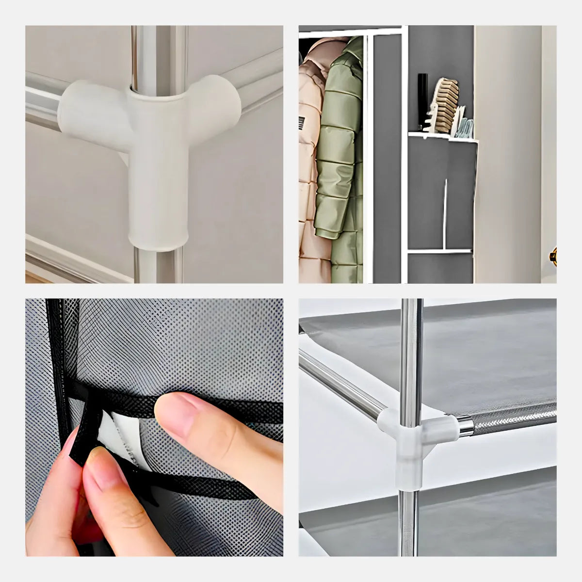 Guarda Roupa Closet Dobrável Capa de Tecido Cinza