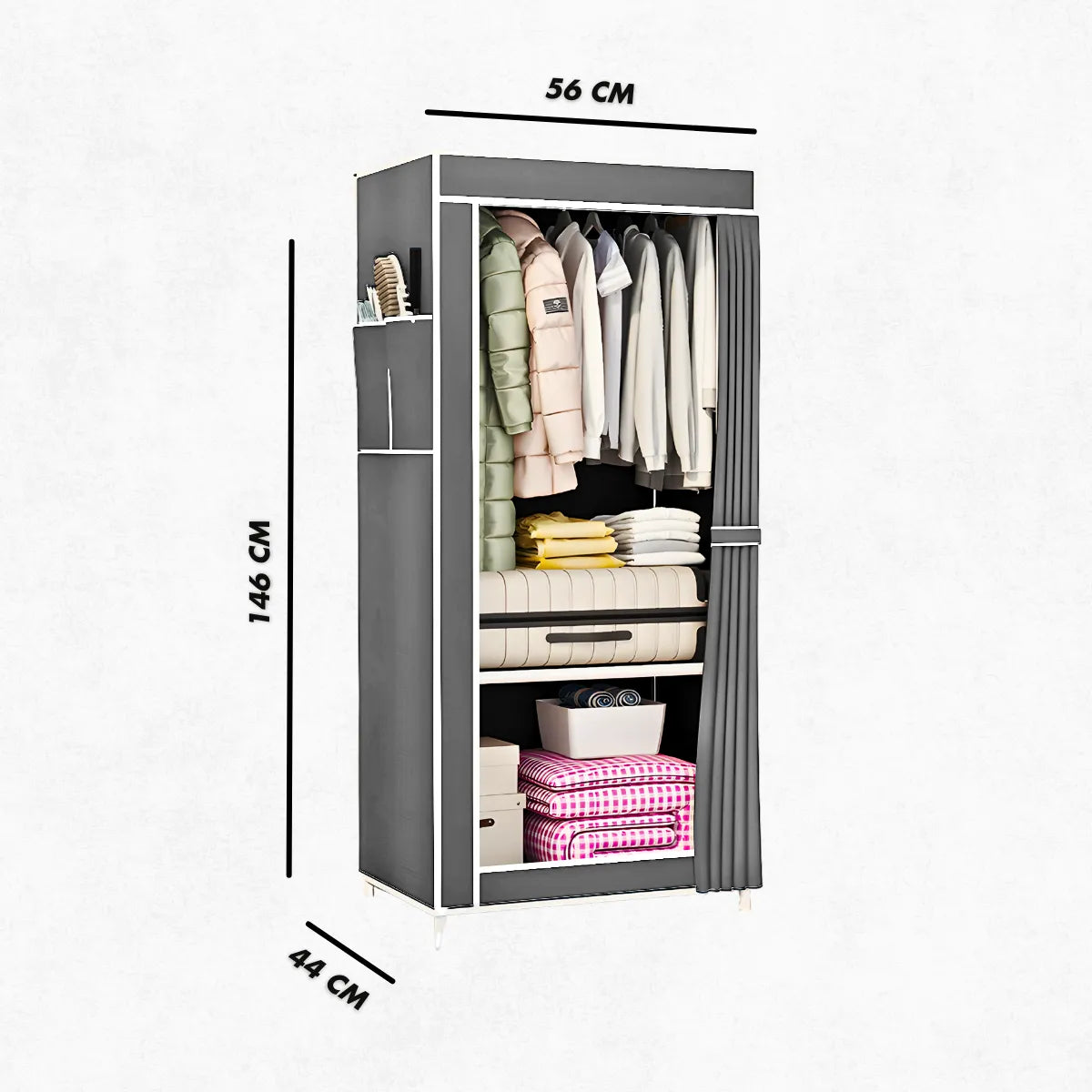 Guarda Roupa Closet Dobrável Capa de Tecido Cinza