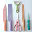 Kit Facas Aço Inoxidável Colorido Multifuncional 6 peças
