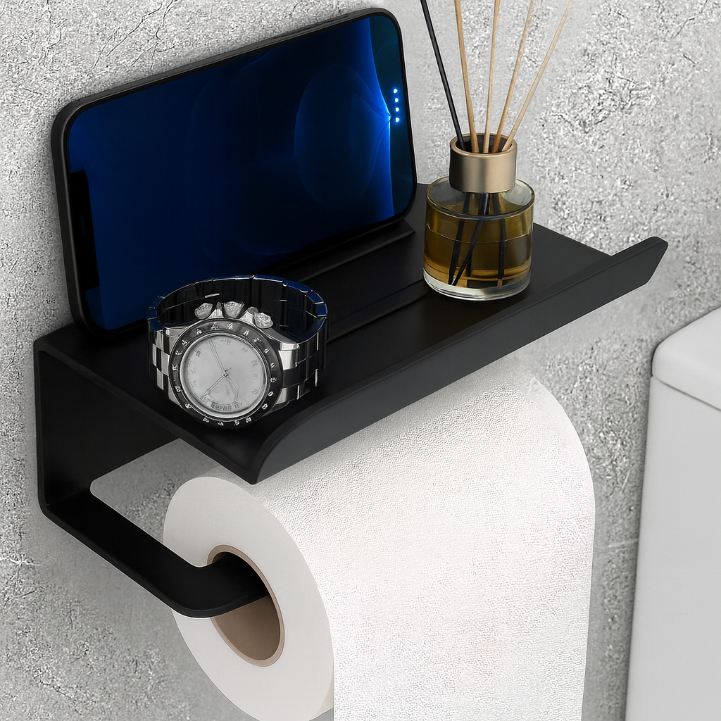 Suporte Papel Higiênico Premium Apoio para Objetos