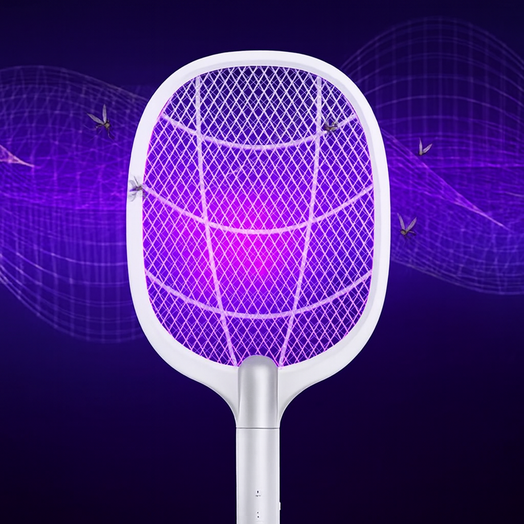Raquete Elétrica Mata Insetos Recarregável LED