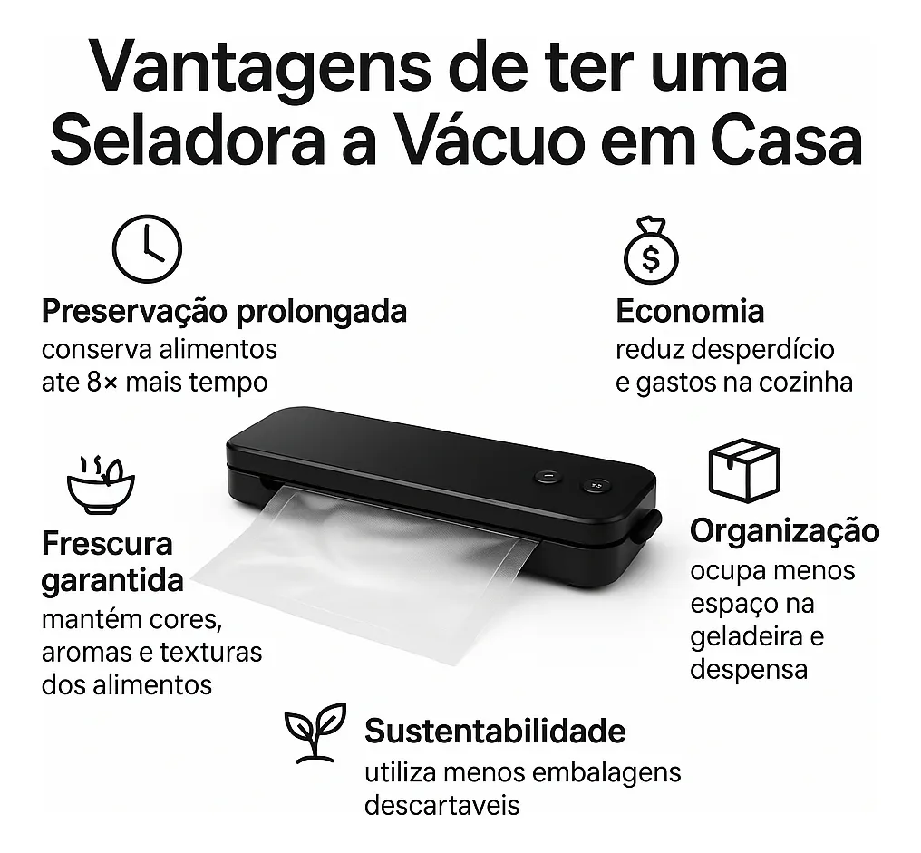 Máquina Seladora de Alimentos Portátil Vácuo