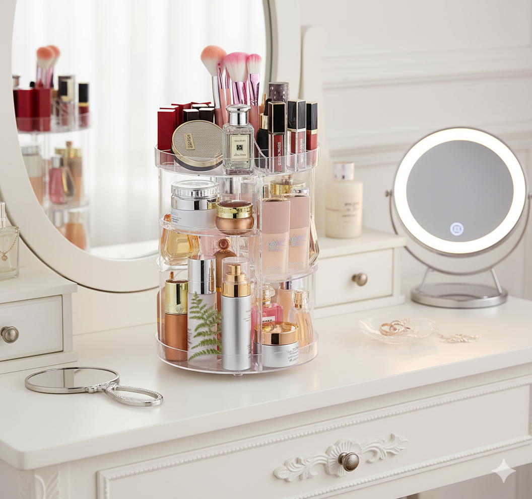 Organizador Giratório Maquiagem Cosméticos 360 Acrílico