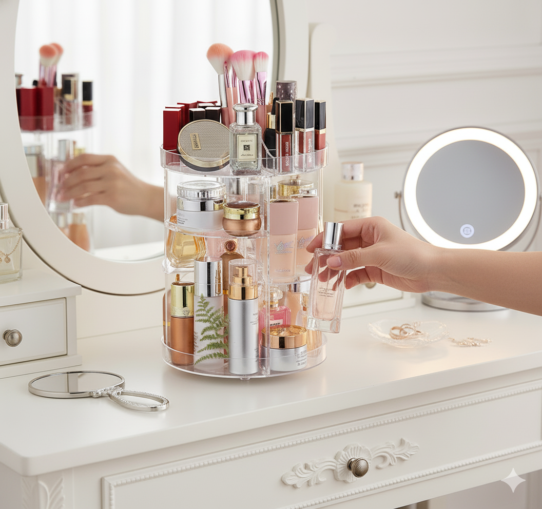 Organizador Giratório Maquiagem Cosméticos 360 Acrílico