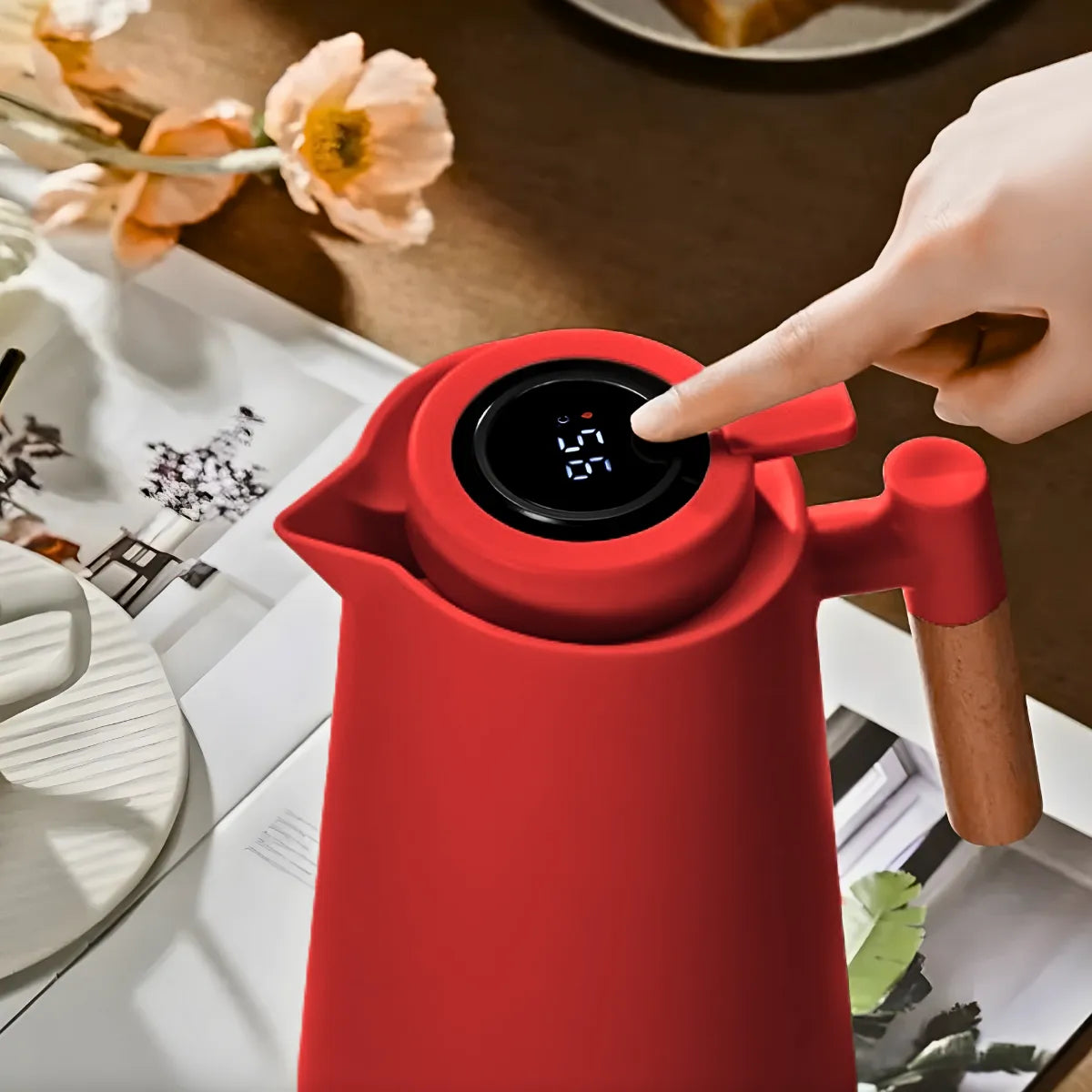 Garrafa Térmica com Termômetro 1L Vermelho