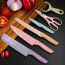 Kit Facas Aço Inoxidável Colorido Multifuncional 6 peças