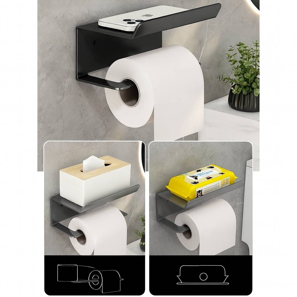 Suporte Papel Higiênico Premium Apoio para Objetos