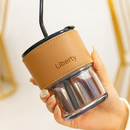 Copo de Vidro Canudo e Tampa Vedação 450ml Preto