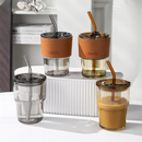 Copo de Vidro Canudo e Tampa Vedação 450ml Preto