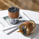 Copo de Vidro Canudo e Tampa Vedação 450ml Preto