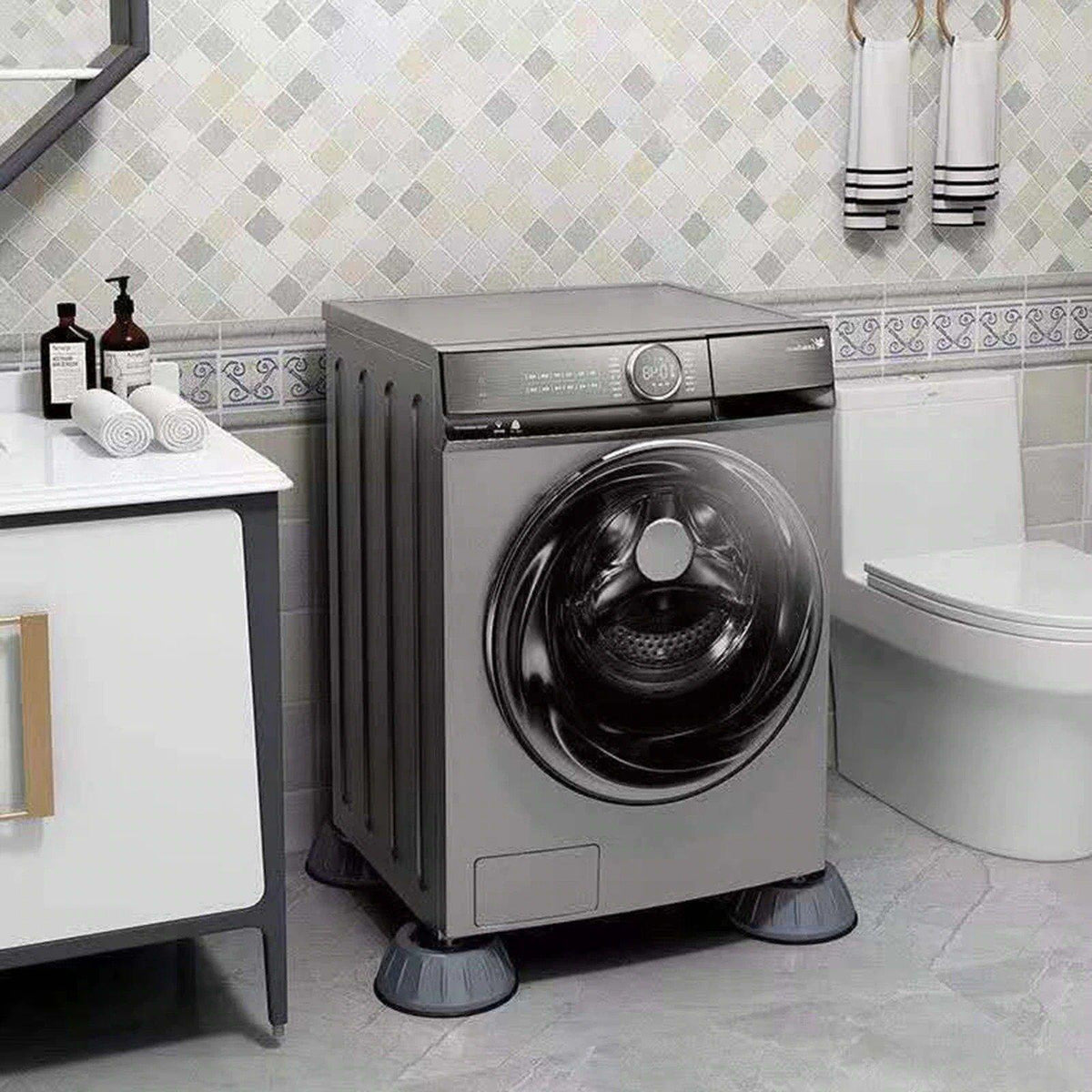 Kit com 4 Pés Anti Vibração para Máquina de Lavar